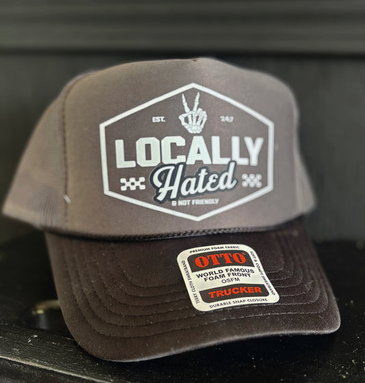 Grey and Black Locally Hated Trucker Hat